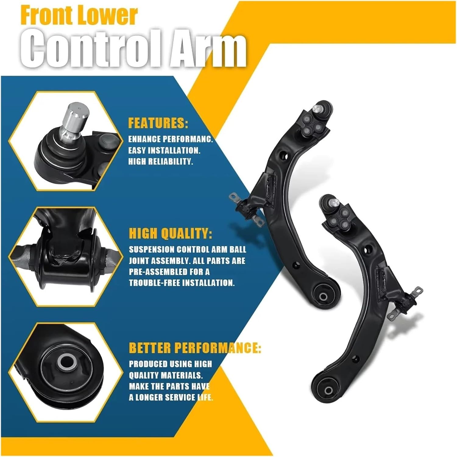 4Pcs Front Lower Control Arm Sway Bar Link Compatible With Cobalt HHR Compatible with Pontiac G5 Pursuit Saturn Ion 2003 2004-2010 2011