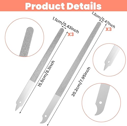 Miniatura 2 de 6 limas de uñas de diamante, lima de uñas Diamond Deb de doble cara con punta curva y afilada para uñas naturales, herramientas de manicura y