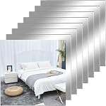12" x 12" Acrylic Flexible Mirror Sheets, 12 Pack Self Adhesive Mirror Tiles Square Cuttable Mirror Wall Stickers, Non-Glass Mirror Stickers Safety Reflective Mirror for DIY Craft Home Wall Decor