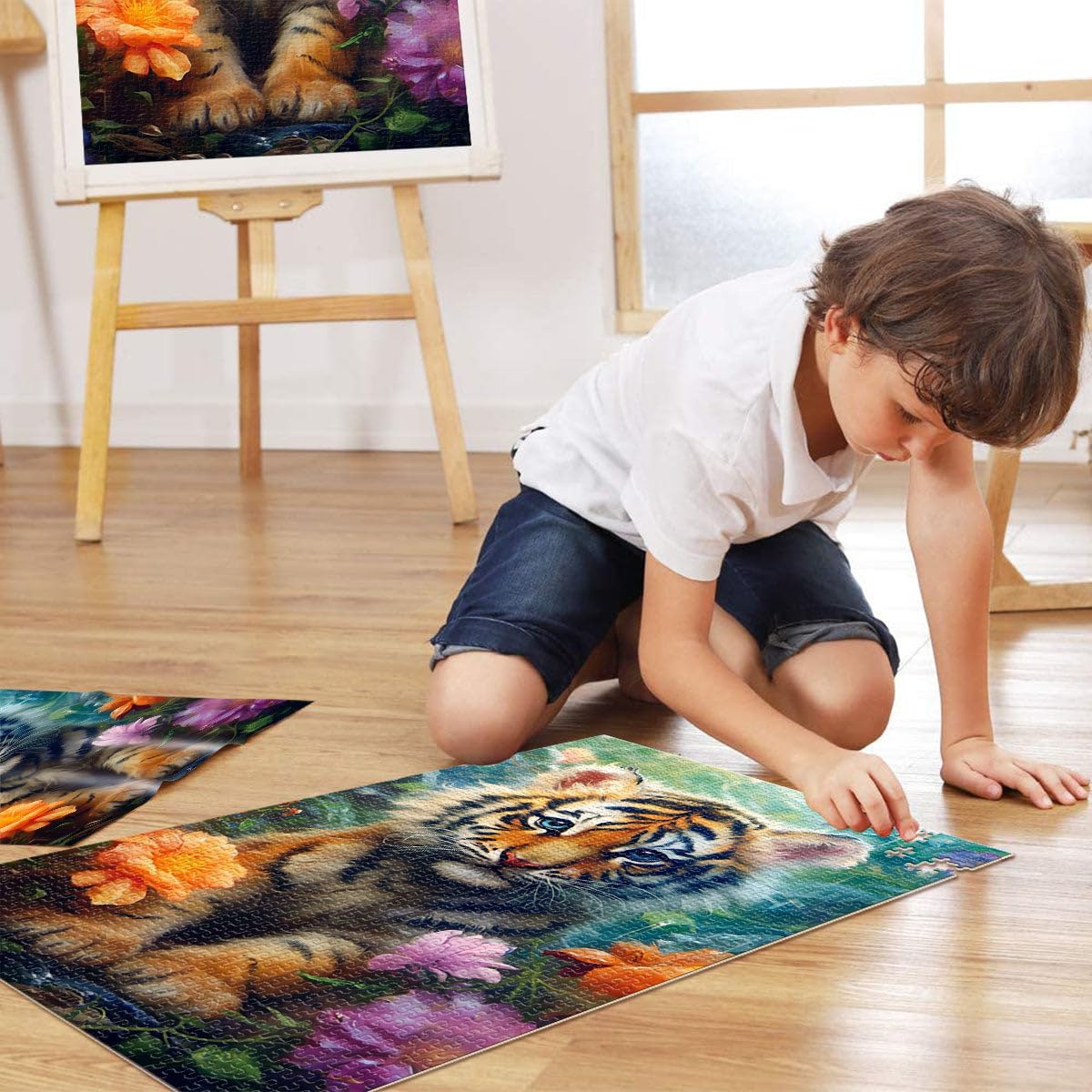 Puzzle 2000 pièces Adultes, Mignon bébé Tigre, Jeux éducatifs la Maison, Jouets à Faire soi-même, Superbes Cadeaux et Jouets, 27,56 po x 39,37 po, Adolescents, à partir de 14 Ans