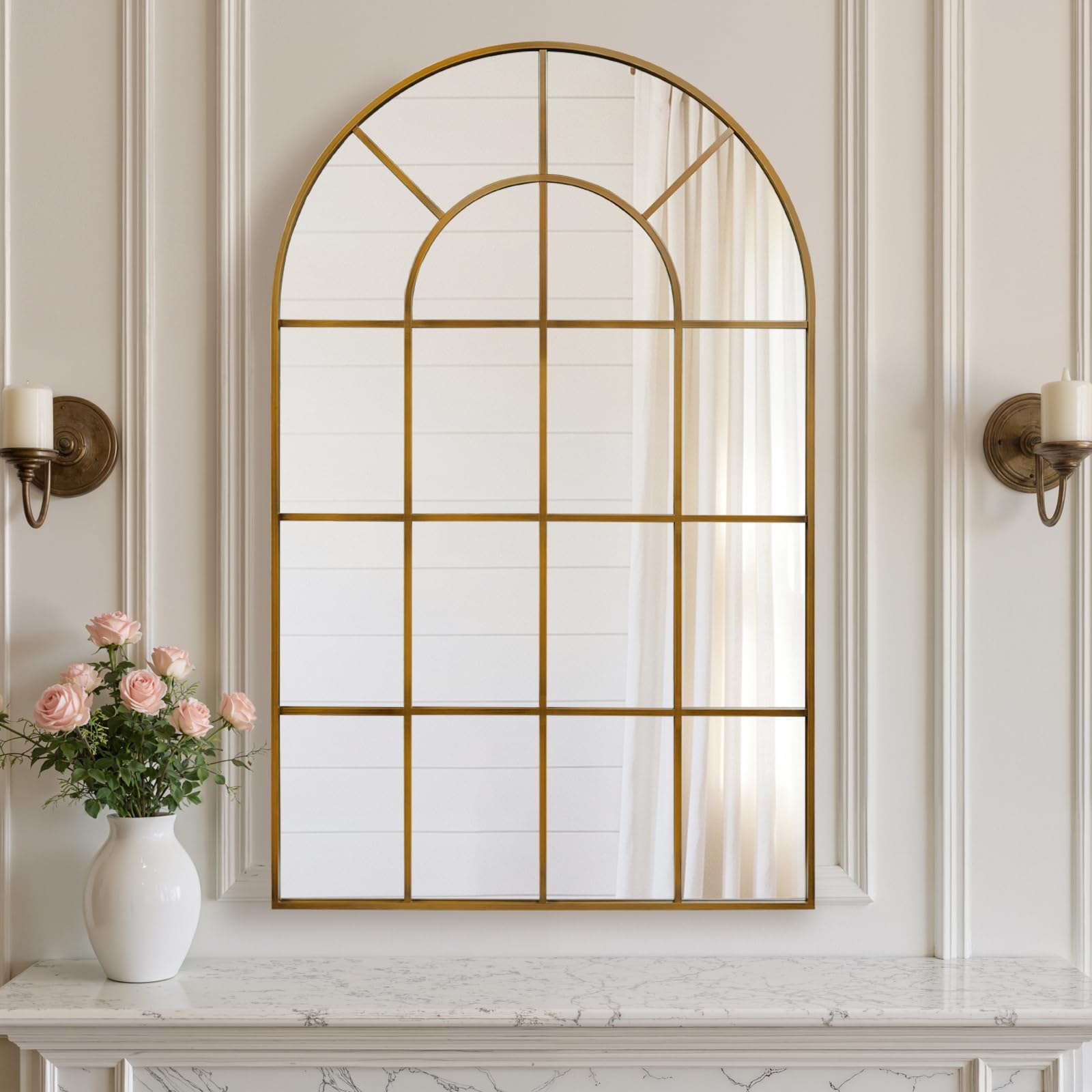 Amazon.com: Anpark Arched Windowpane Wall Mirror 30