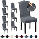 Sufdari Extra Large Dining Chair Covers Set - Non-Slip Spandex Slipcovers for Parsons Chairs, Gray, Stretch Fit for Dining Room & Hotel