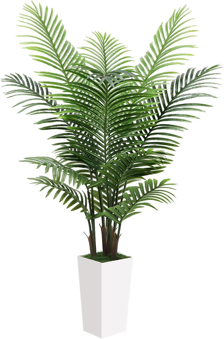 5FT Fake Plant Artificial Palm Tree Indoor Decor – Faux Plants Indoor Tall with White Planter – Artificial Tree Floor Plant for Living Room Office Home
