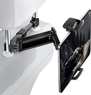 TRYONE Car Headrest Tablet Holder Mount Stretchable Backseat Tablets Stand for Kids, Car Seat Mounts Compatible with iPad Pro 12.9 Air Mini, iPhone, Galaxy Tab, Switch, All 4.7-12.9" Screen Devices