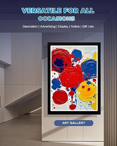 Miniatura 6 de Marco de póster de película LED de 24 x 36 pulgadas, marco de fotos LED, soporte para letrero de exhibición en negro, montaje en pared, perfil de