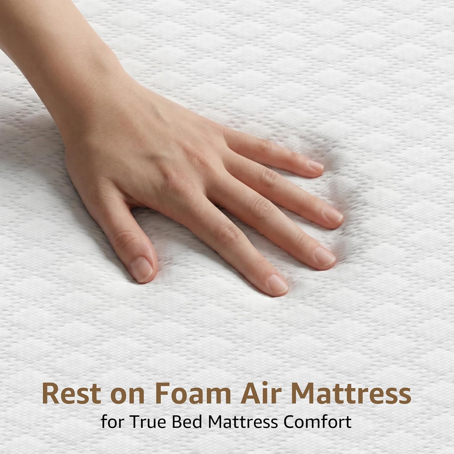 YENING Foam Full Size Air Mattress with Built in Pump Raised Double Blow up Bed Inflatable Camping Airbed 18 Inch Tall Foam Topper Airbed Full