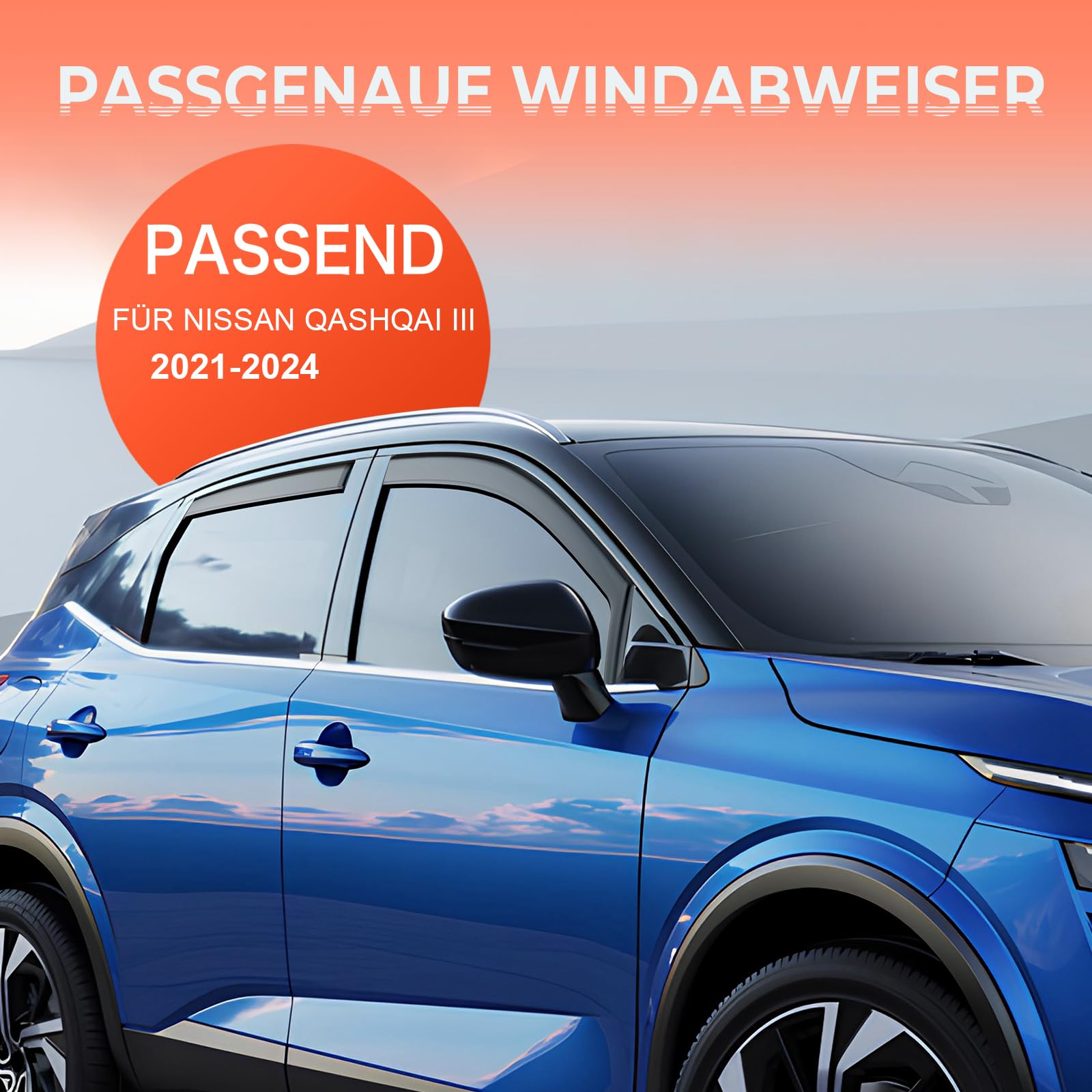 GEARMONSTER Deflectores de viento compatibles con Nissan Qashqai III 2021-2024 Protector de lluvia para ventana de coche, deflectores de lluvia integrados, deflectores de viento integrados, 4 unidades