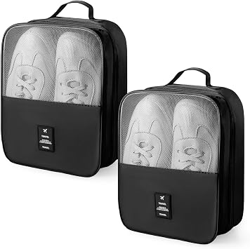 Windyun 2 Pcs Shoe Bags for Travel Holds 3 Pair of Shoes Travel Shoe Bag for Packing Portable Shoe Cubes for Travel and Daily UseBlack