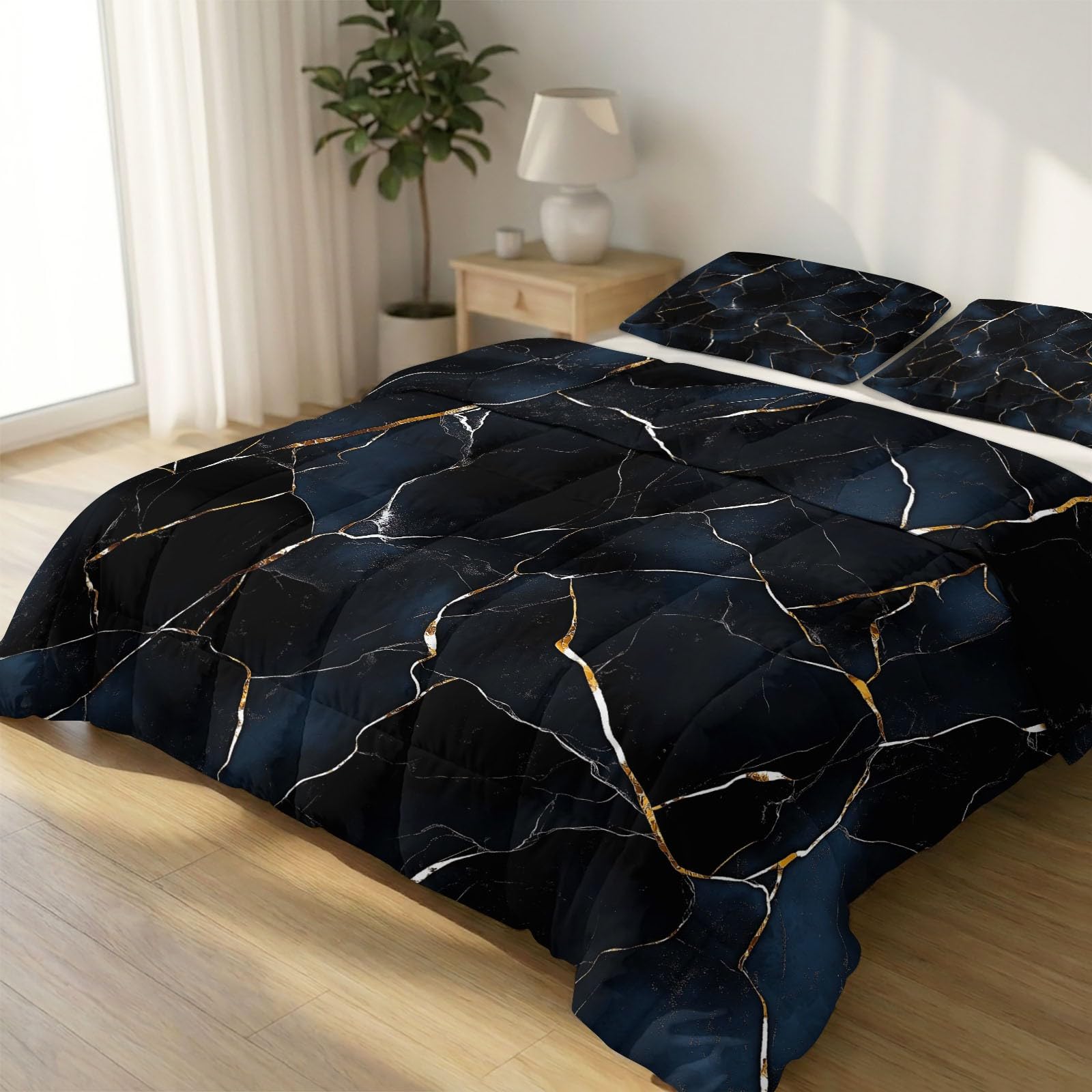 Edredón de 180x200 transpirable lavable de color negro para las 4 estaciones