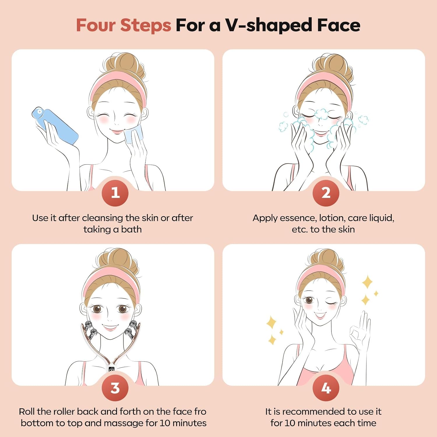 Doge&Vollar Face and Neck Massager | Jaw Massager with Face Roller | Facial Sculpting Tool for Tmj Massager | Vibration & Relaxation Gift for Home & Travel Use