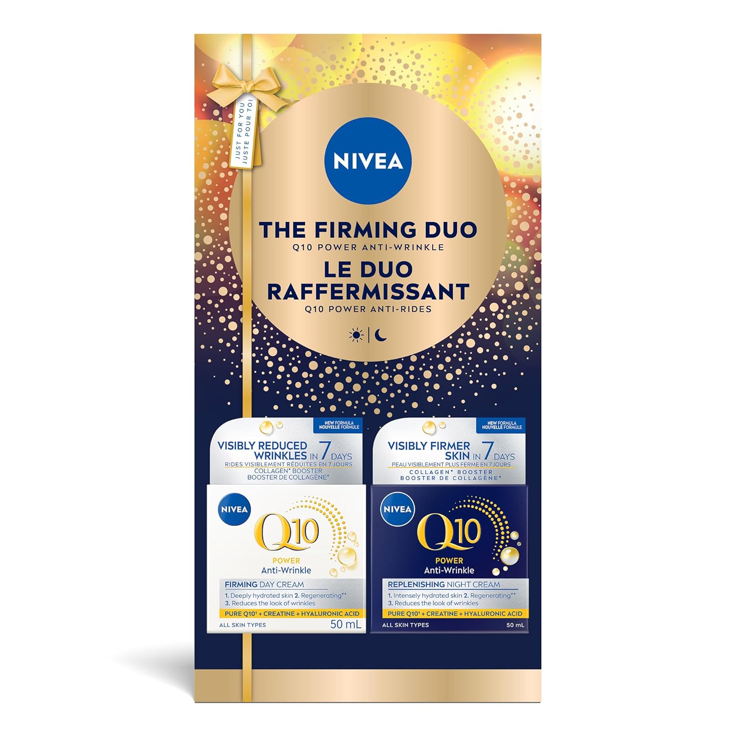 NIVEA Firming Duo Q10 Anti-Wrinkle Specialist, Holiday Gift Set for Firmer-looking skin, Q10 Power Anti-Wrinkle Firming Day Cream, 50mL + Q10 Power Anti-Wrinkle Replenishing...