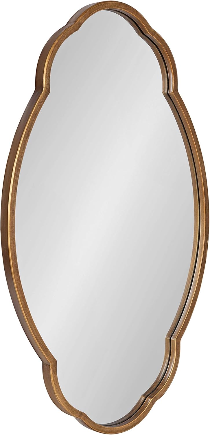 Kate and Laurel Magritte Mid-Century Scalloped Mirror, 18" x 30", Gold, Delicate Wall Decor to Use As Accent Or Vanity Mirror