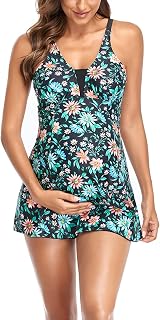 Mujeres Maternidad Gráfico Floral Impreso Cuello en V Traje De Baño Tankini Fluido Tops Y Pantalones Cortos De Tankini Conjunto De Camiseta De Camiseta De Natación Traje De Baño Para Vestido De