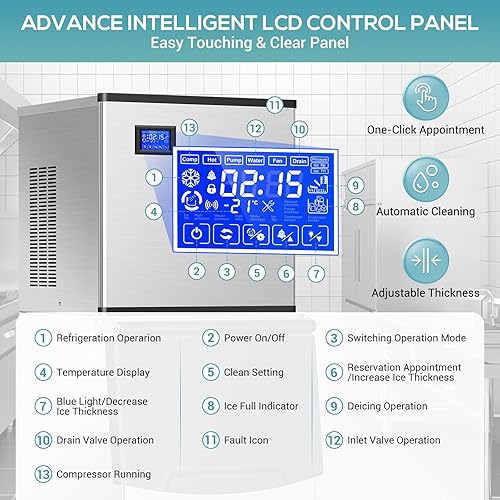 Vista 53 de Nugget Ice Makers - Máquina de hielo de pellets masticables suaves con función de limpieza automática, modo de mezcla de hielo/agua/agua helada, 50