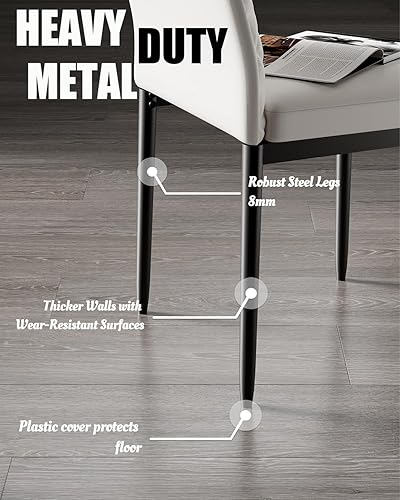 Miniatura 4 de Juego de 4 mesas de comedor para 4, juego de 4 mesas de cocina y sillas, juego de mesa de comedor moderno de 5 piezas con tapa de vidrio templado y