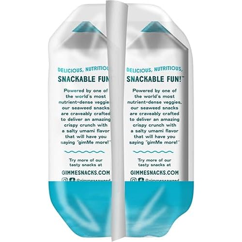 Vista 76 de gimMe - Sal marina - 6 unidades - Hojas de algas tostadas orgánicas - Keto, vegano, sin gluten - Gran fuente de yodo y Omega 3 - Snack saludable