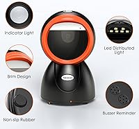 Vista 4 de Escáner de código de barras omnidireccional automático 1D 2D de escritorio, lector de código de barras QR con cable USB manos libres, escáner