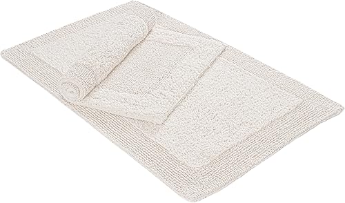 Miniatura 7 de Bedding Craft Alfombra de baño – 100% algodón, reversible, absorbente de agua, lavable a máquina, alfombra de baño suave para lado de la bañera, 17