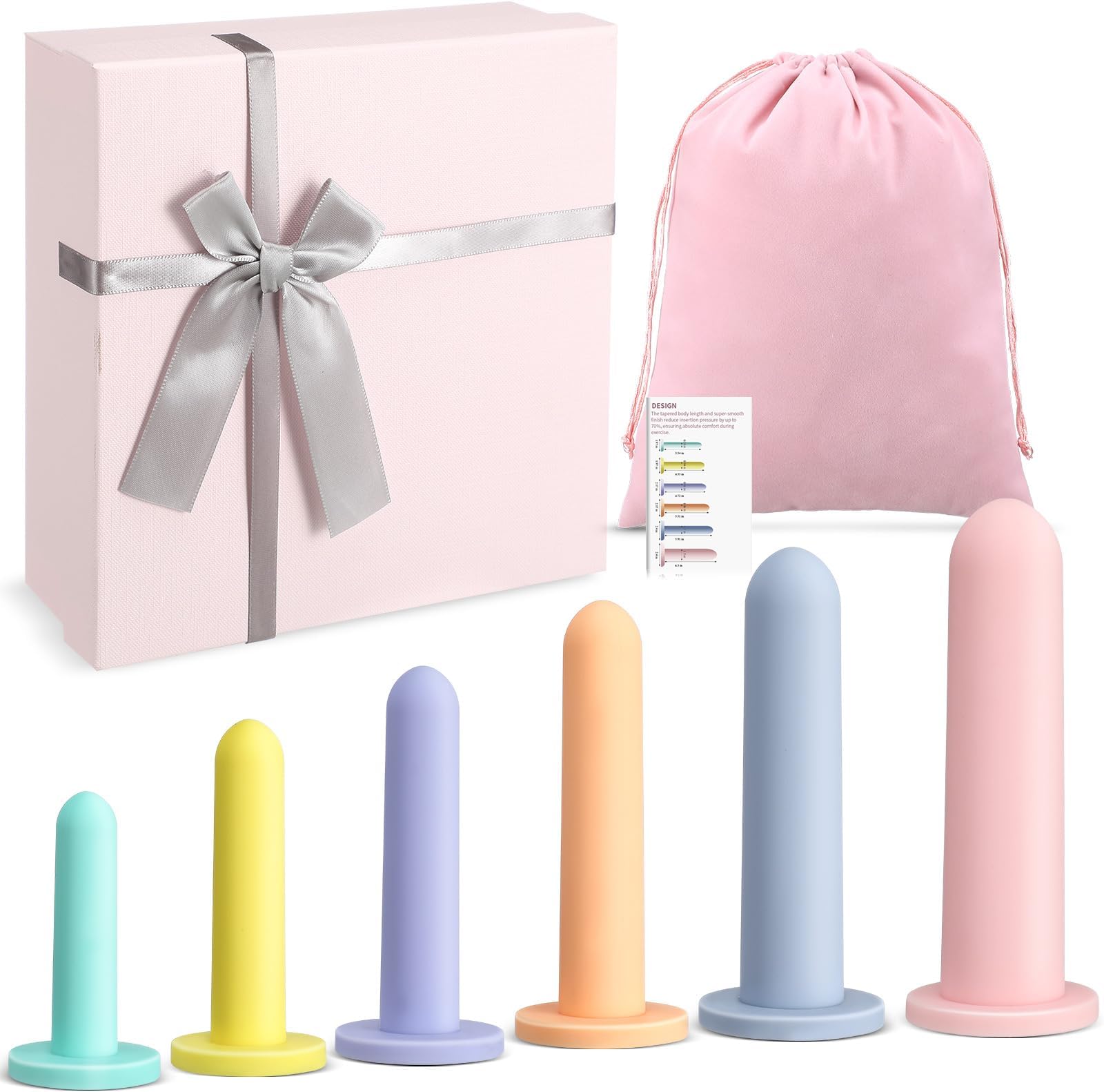 Geiserailie 6 Pcs Silicone Fitness and Exerciser Set for Kegel Exercises with Storage Bag and Box, 6 Different Sizes