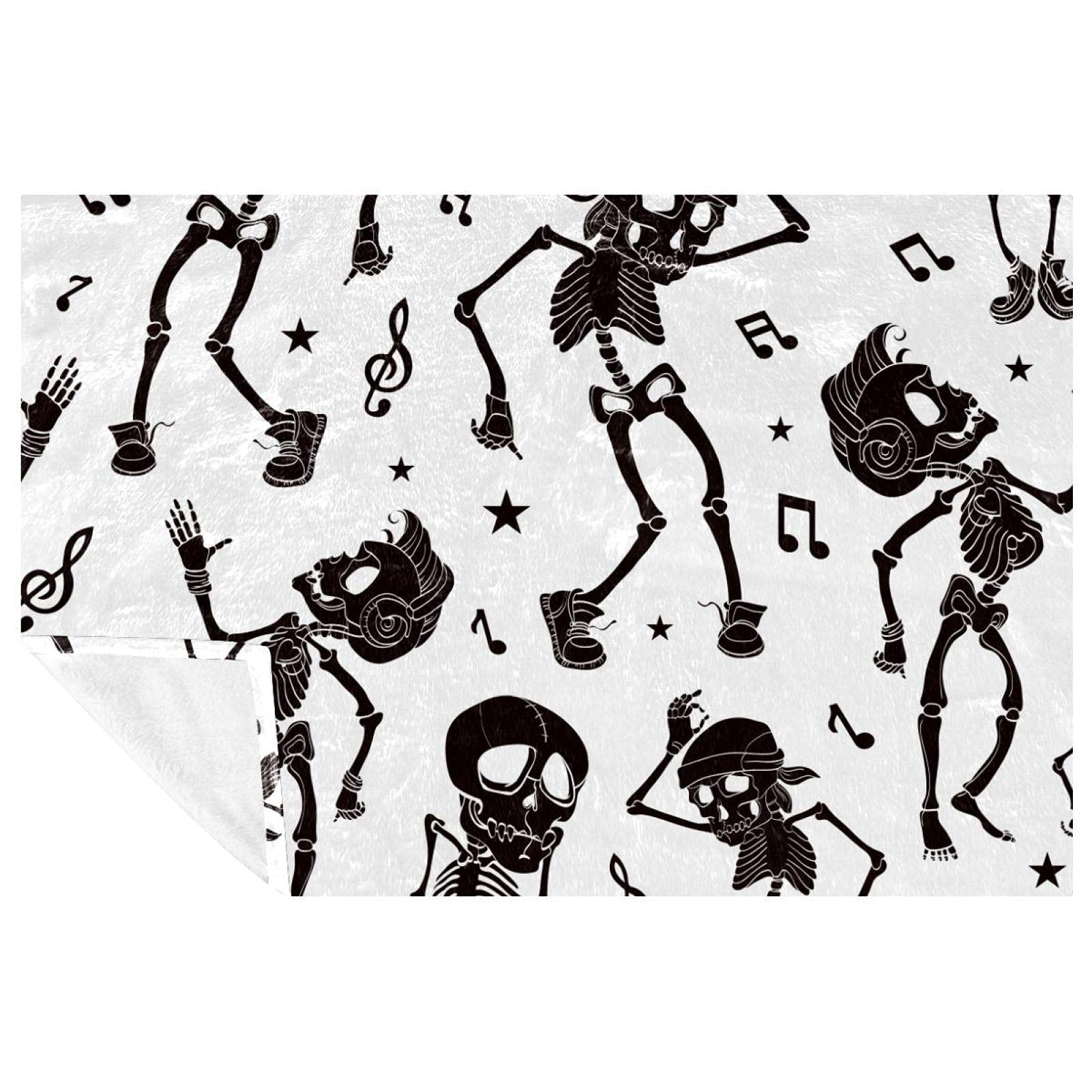 Couverture douce tête de mort 150x100 cm pour lit et canapé
