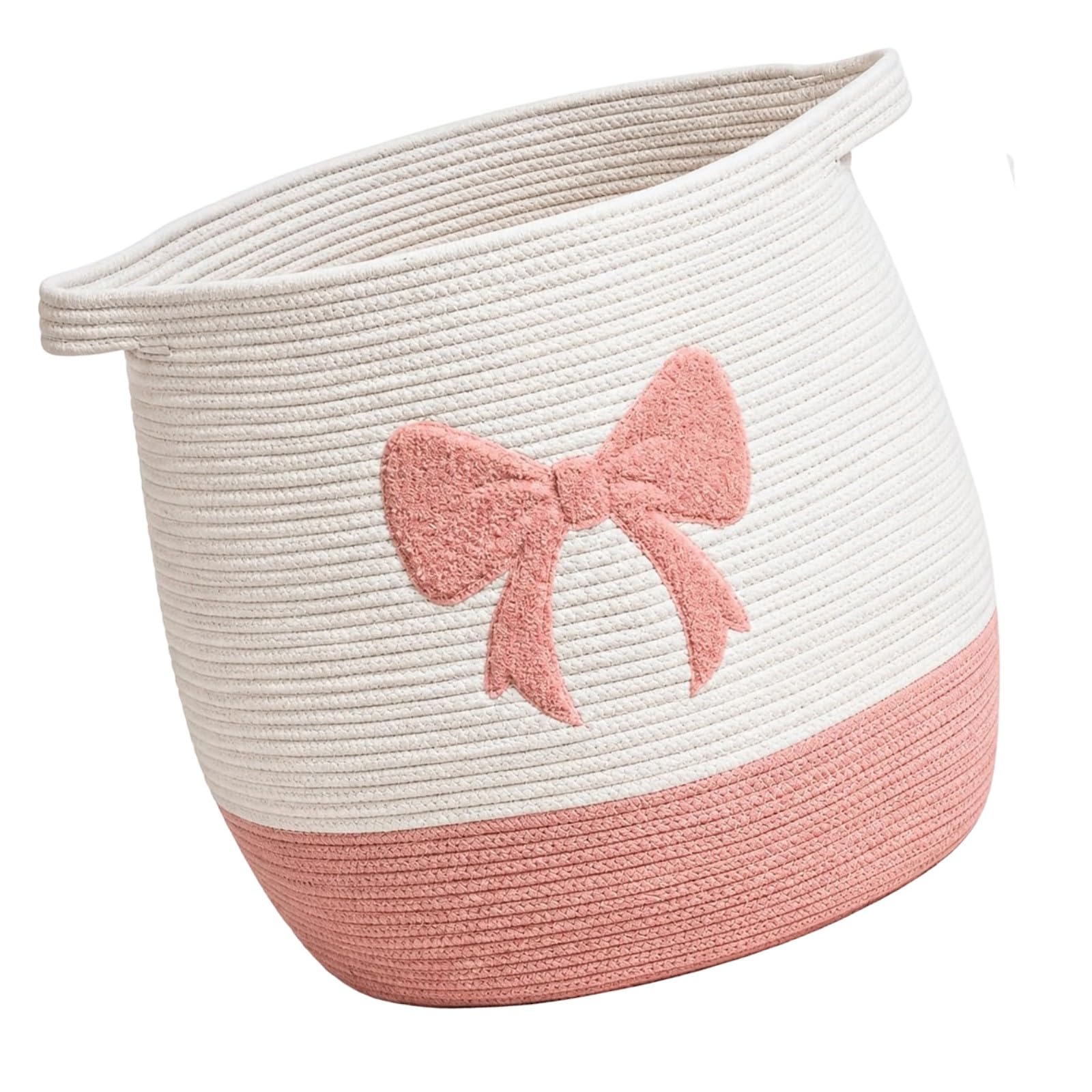 Tsophreniq Clothes Storage Basket Large Cotton Rope Organizers Handwoven Bin for Nursery Toy Diapers and Blankets Closet Bin