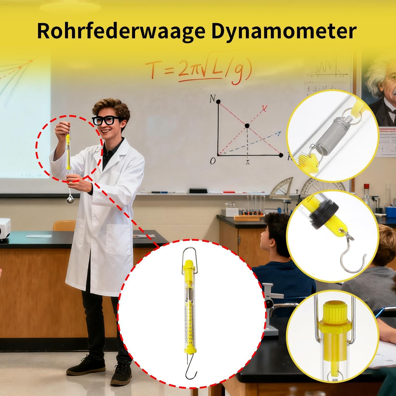 Physics Teaching Force Measuring Kit - 10N Spring Gauge & Hook Balance | Portable Precision Instrument For Classroom Mechanics Experiments & Scientific Research