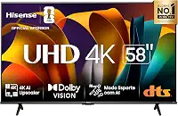 Hisense Smart TV UHD 4K DLED 58" Polegadas 58A6N com HDR10+ Dolby Vision Game Mode Controle por Voz Alexa Built-In AirPlay