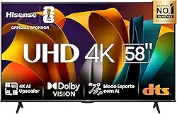 Hisense Smart TV UHD 4K DLED 58" Polegadas 58A6N com HDR10+ Dolby Vision Game Mode Controle por Voz Alexa Built-In AirPlay