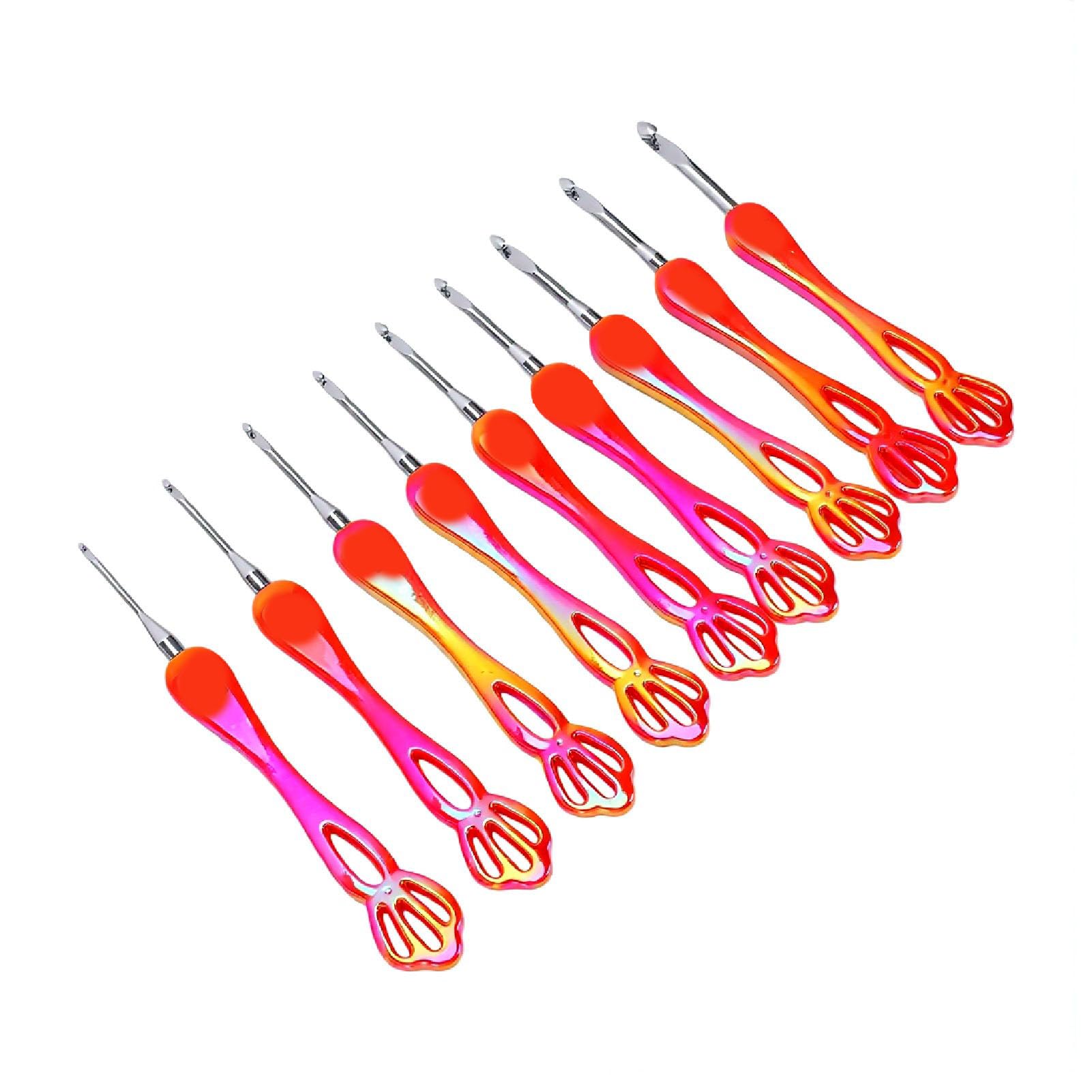 Generic Juego de Agujas de Ganchillo Ergonómicas, Puntas de Aluminio Ligeras para Principiantes, Bufandas y Mantas, 9 Uds.