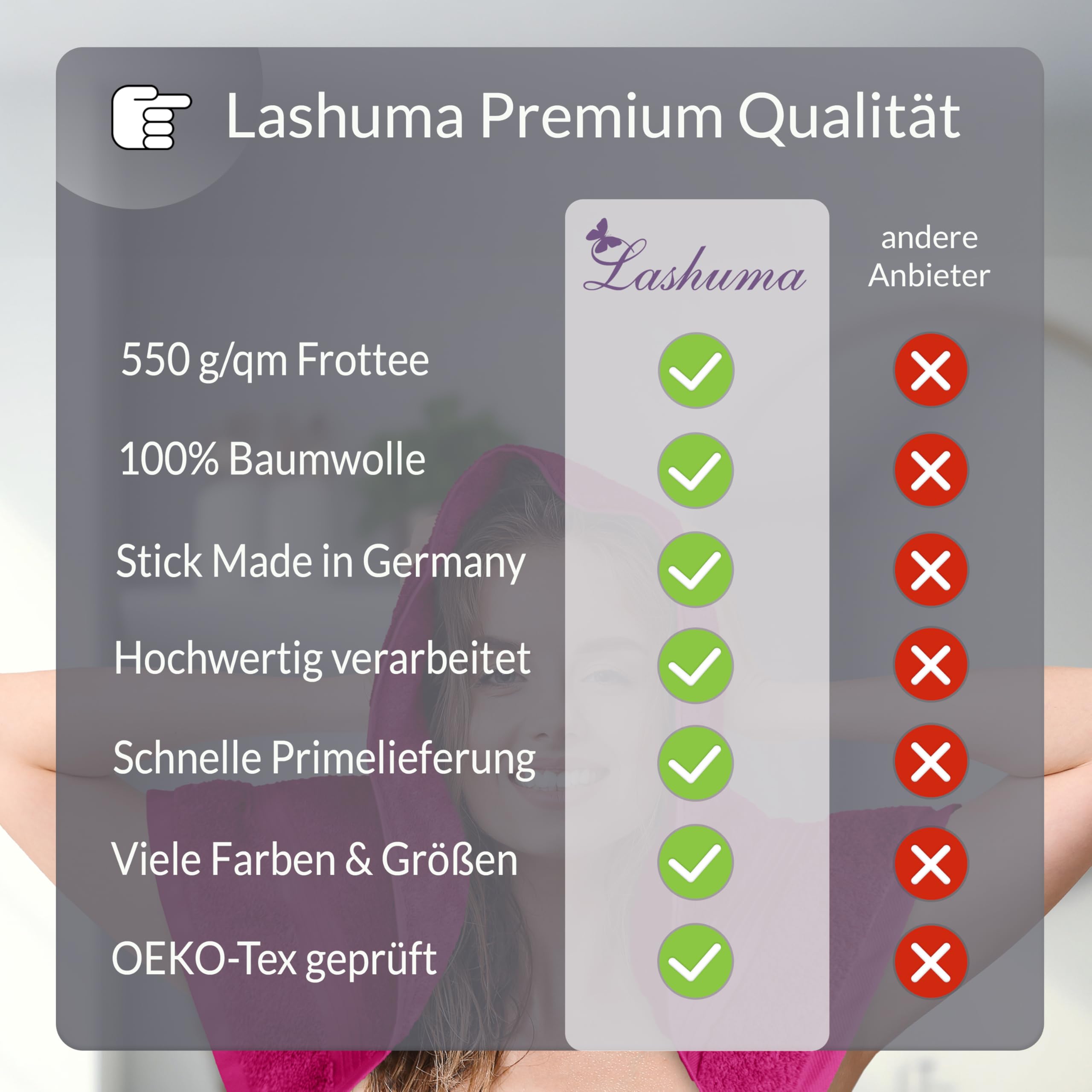 Lashuma Saunahandtuch Damen 100x200, Linz Badehandtuch mit Namen Stick, Farbe: Purpur