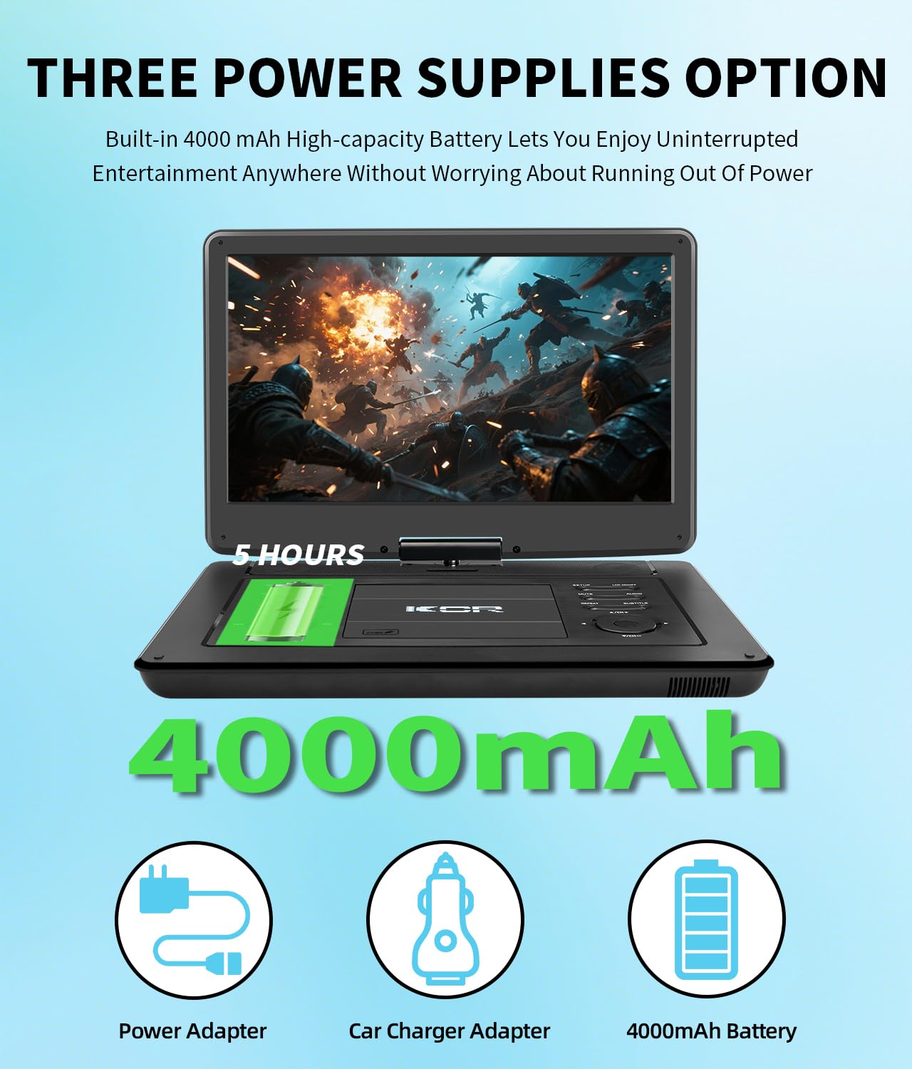 Lettore DVD portatile 15,6 pollici KCR DVB-T2 USB HDMI AV Audio