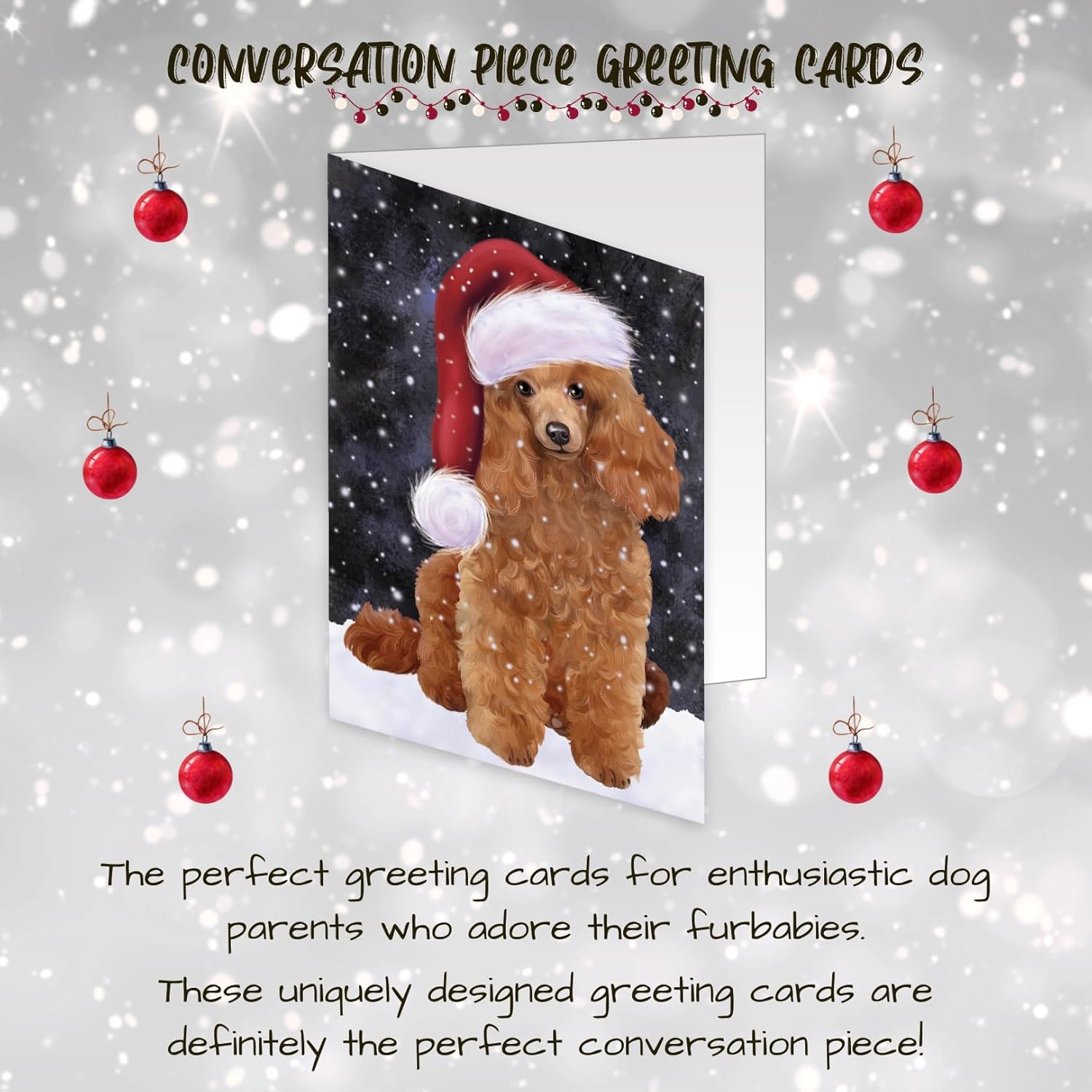 Doggie of the Day Let It Snow Christmas Happy Holidays Poodle Dog Note Cards - Adorable Pets Invitation Cards with Envelopes - Pet Artwork Christmas Note Cards GCD1565 (10 Greeting Cards)