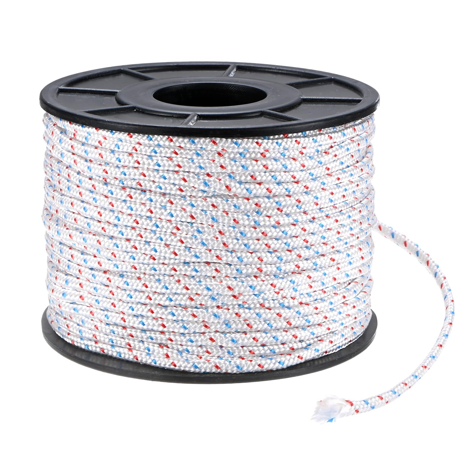 M METERXITY Recoil Starter Rope Pull Cord 4mm 50m Pull Starter Rope Nylon Pull Cord Pull Starter Rope for Mower/Chain Saw/Trimmer/Brush Cutter [White Red Blue]