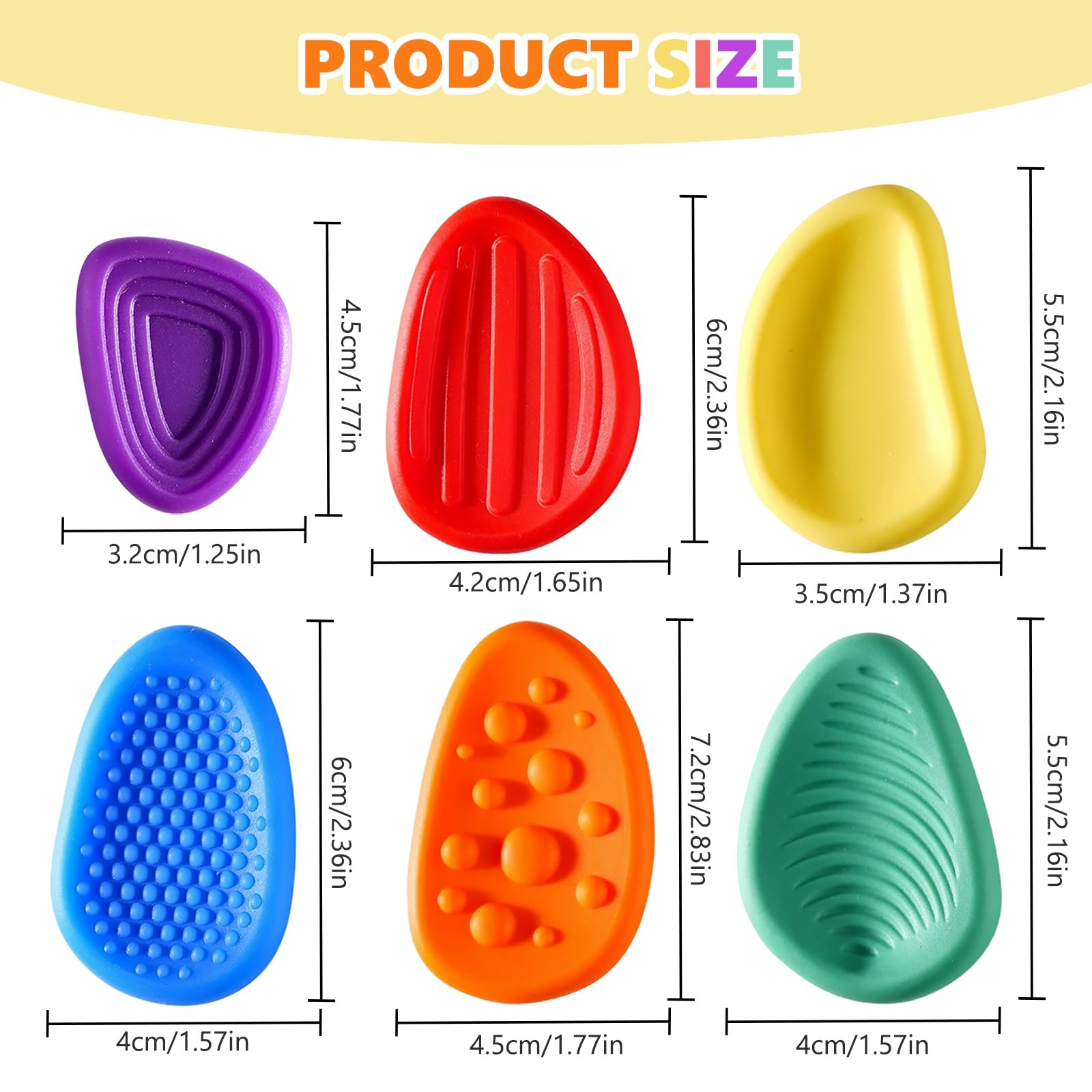 6 Pack Fidget Toys Sensory Stone, Silicon Fidgets for Anxiety Relief Prize Stones Silent - Image 2