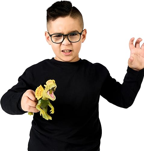 Miniatura 3 de Heroes of Goo Jit Zu Jurassic World Hero Pack, Dilophosaurus, más de 4 pulgadas de largo, figura de dinosaurio elástica y blanda con acción de