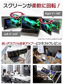 【超軽量1.42kg】 14インチ ノートPC用 デュアルモニタール Amazon.co.jp: 【超軽量1.42kg ケーブル1本で接続】 MacOS M1