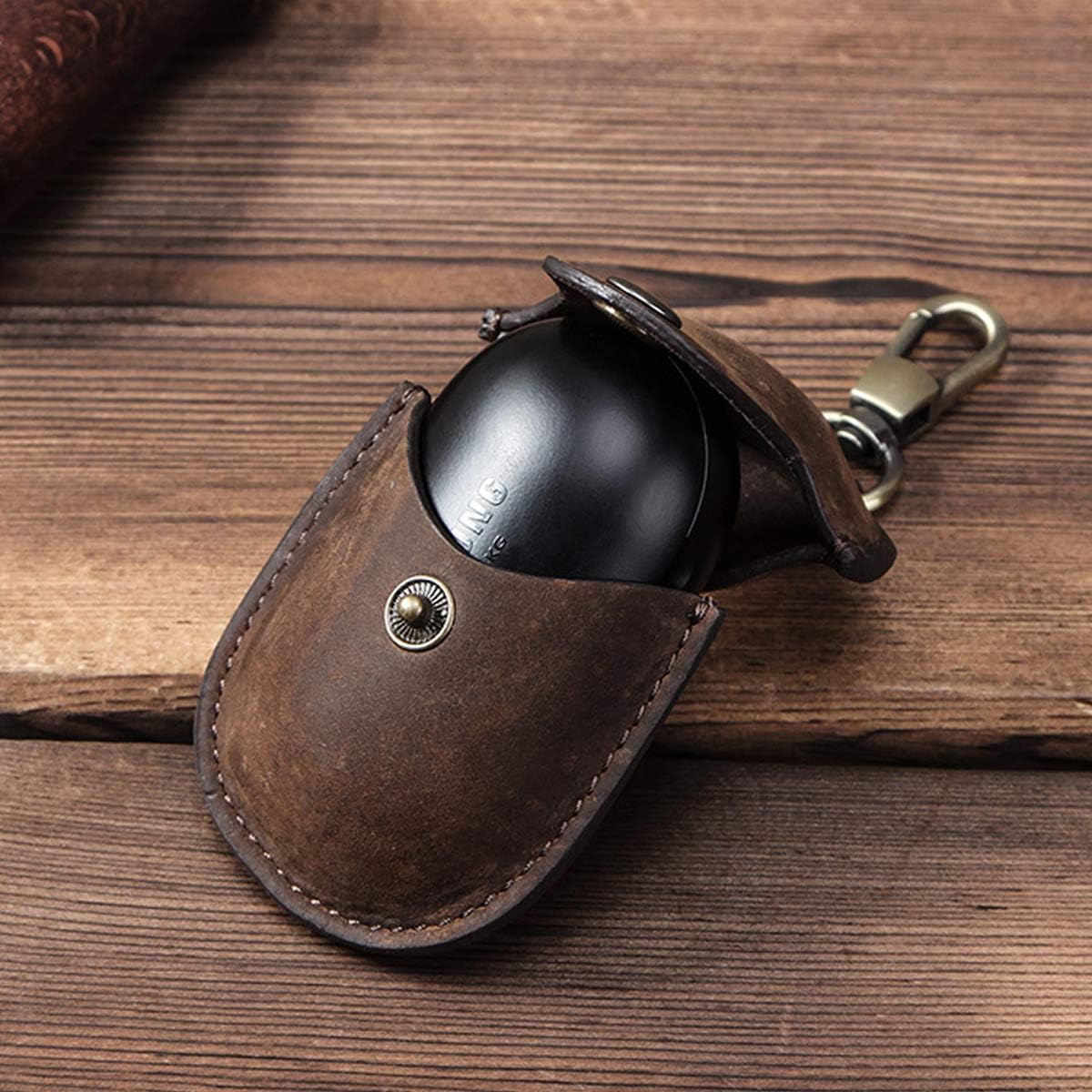 APOSU Genuine Leather Case for Galaxy Buds, Portable Protective Shockproof Cover with Keychain Compatible Samsung Galaxy Buds Earbuds Accessories (Coffee)