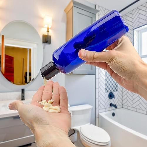 Miniatura 3 de Botellas flexibles de plástico vacías con tapa de pulso (paquete de 6), envases sin bisfenol A para champú, cremas, lociones, jabón líquido