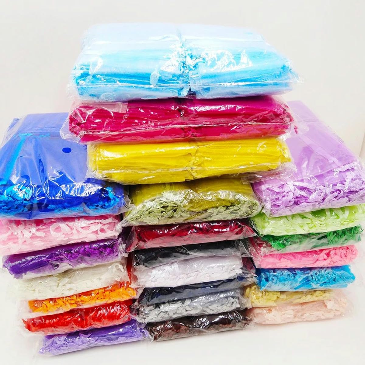 Sacs cadeaux Organza Pochettes à cordon pour bijou Sacs en Organza 7x9 9x12 10x15 13x18CM, 100 pièces, sacs d'emballage de bijoux, décoration de fête de mariage, sacs à tirer, pochettes cadeaux(Dark P