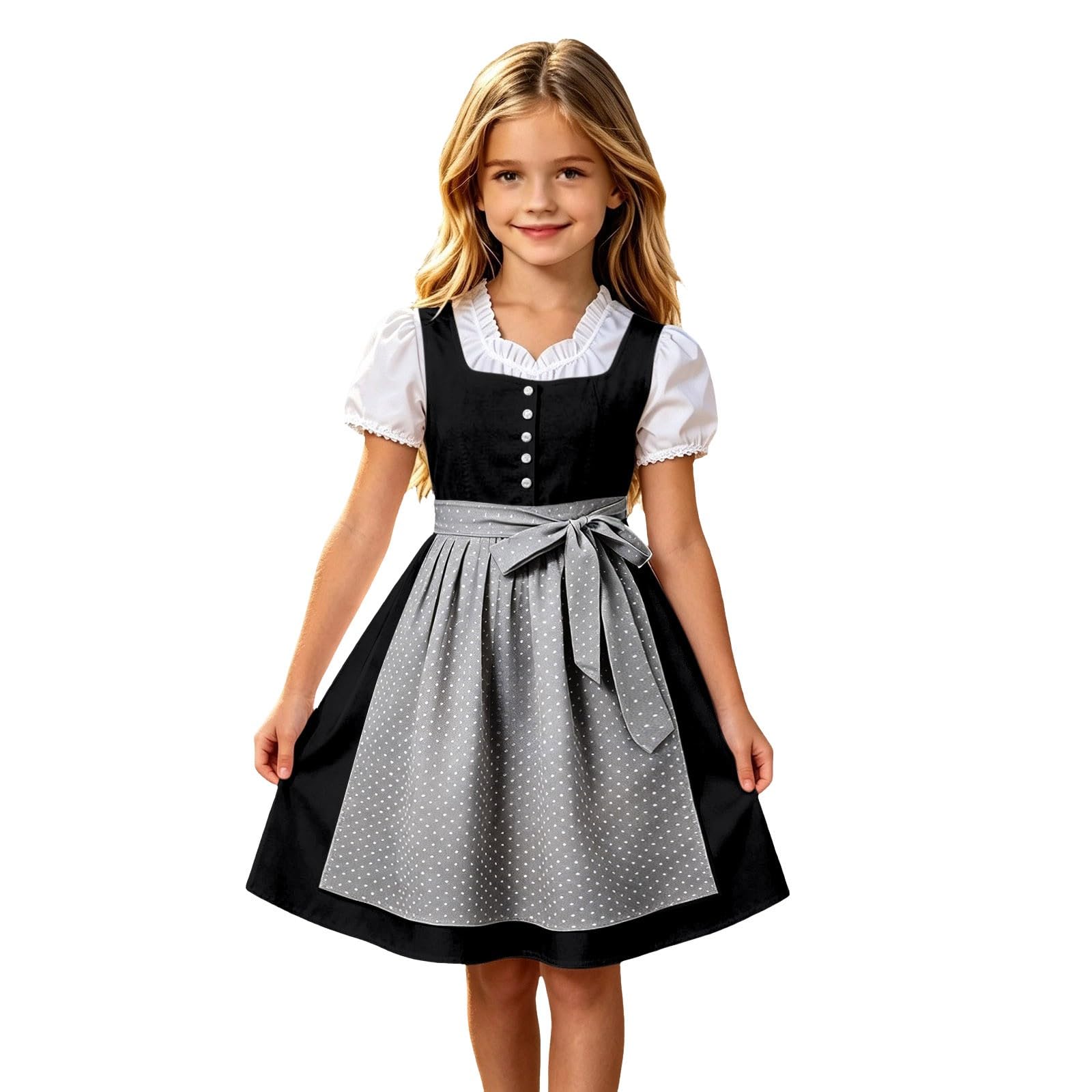 Girls Oktoberfest Costume Bavarian Beer Festival Dirndl Dress with Apron