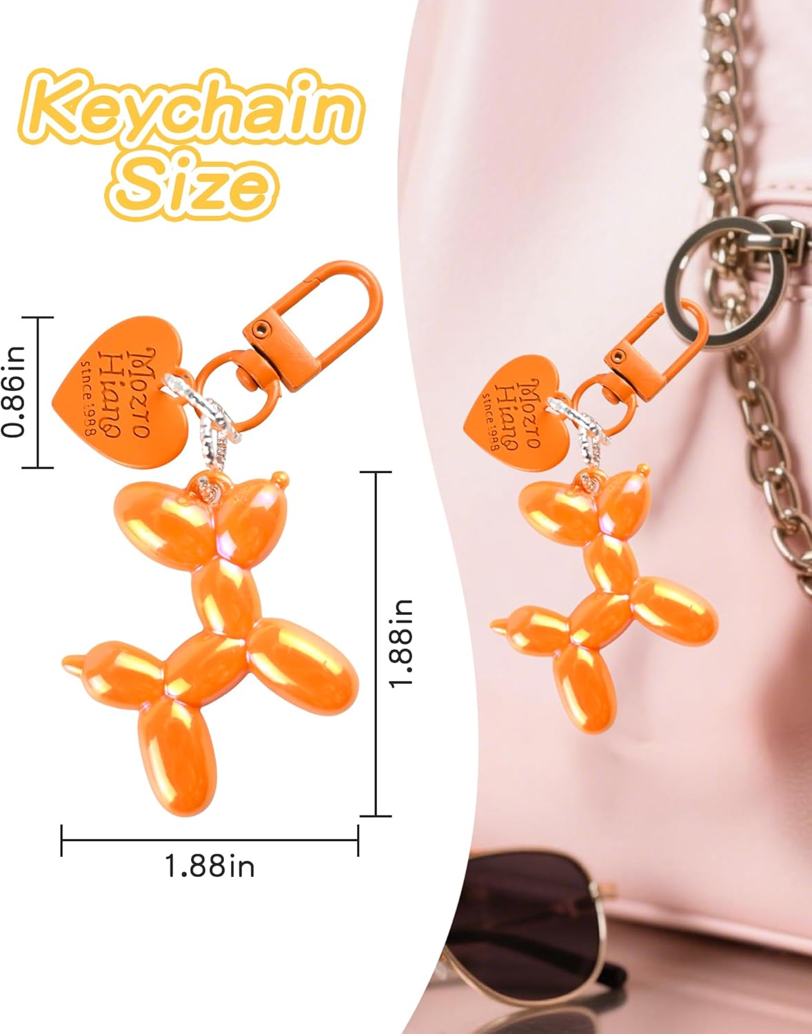 6PCS Cute Jelly Balloon Dog Keychains for Women, Girls Kawaii key ring Car Keys Bag Handbag Backpack Purse Charm - Image 3
