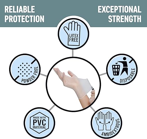 Miniatura 3 de Guantes de examen de vinilo  Guantes desechables sin látex ni polvo para limpieza, protección de manos y uso seguro para alimentos, 4 mil