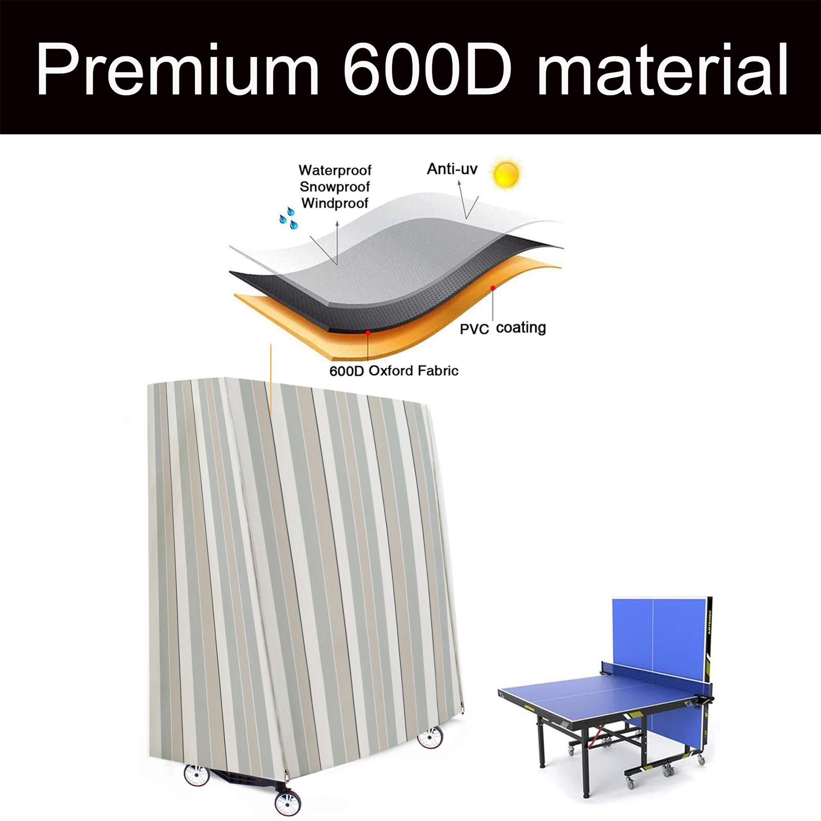 Housse De Protection Pour Table De Ping-pong – 600D Oxford, Bleue, Fermeture éclair, Coupe-vent, 160x160x85x36 Cm