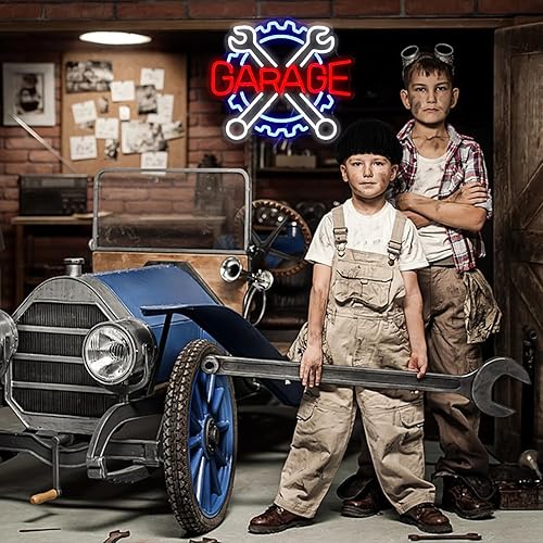 Miniatura 7 de Letrero de neón de garaje, llave de engranaje, letrero de luz LED para decoración de pared, luz de neón de motor de verificación USB para reparación