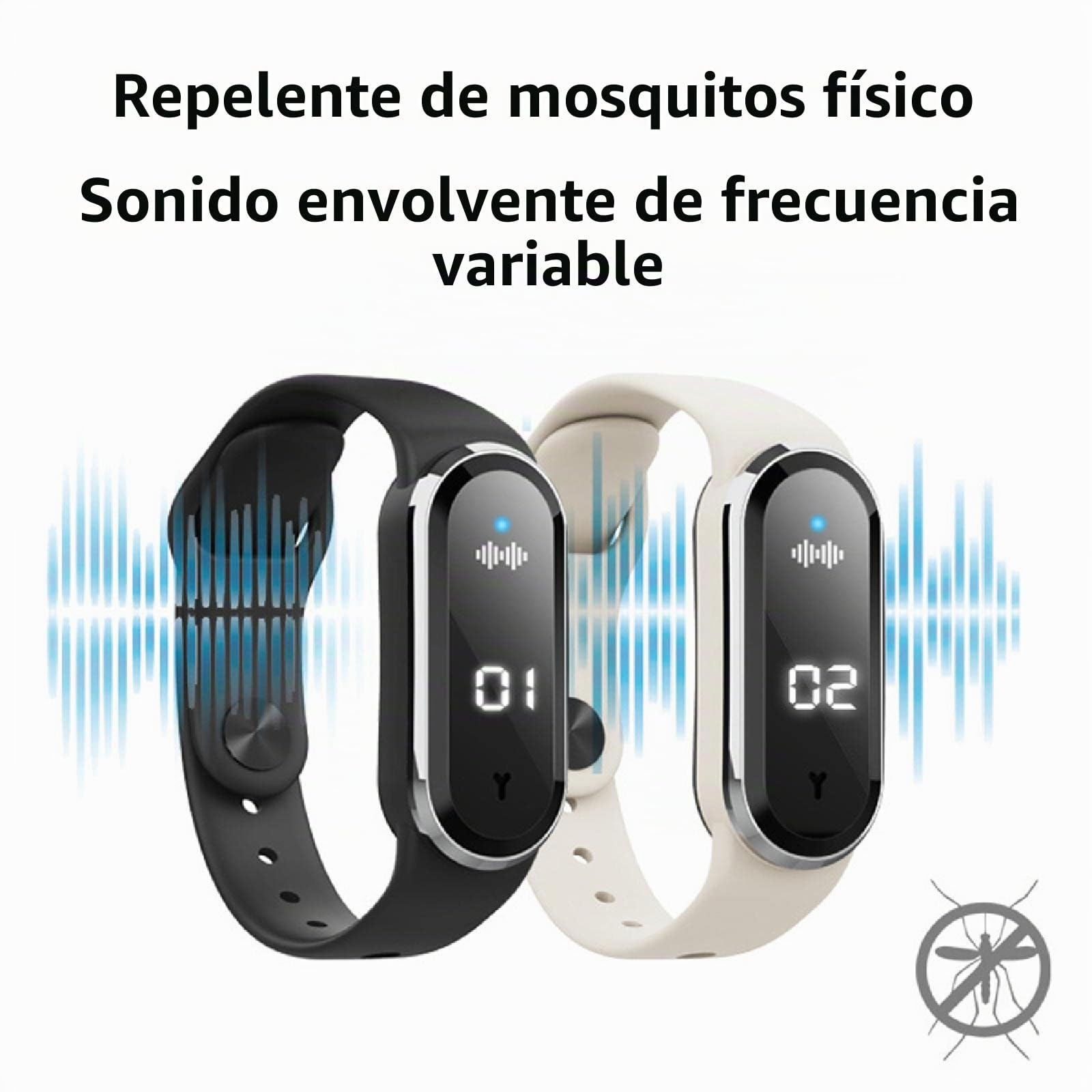 Pulsera ultrasónica repelente de mosquitos - Pulsera electrónica repelente de mosquitos - Pulsera antimosquitos Repelente de insectos Seguro para niños Adultos Acampar al aire libre Senderismo 2PCS