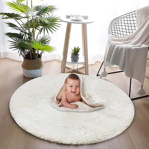 Alfombra redonda de piel sintética esponjosa para dormitorio y niñas alfombra peluda para sala de estar decoración de habitación para adolescentes