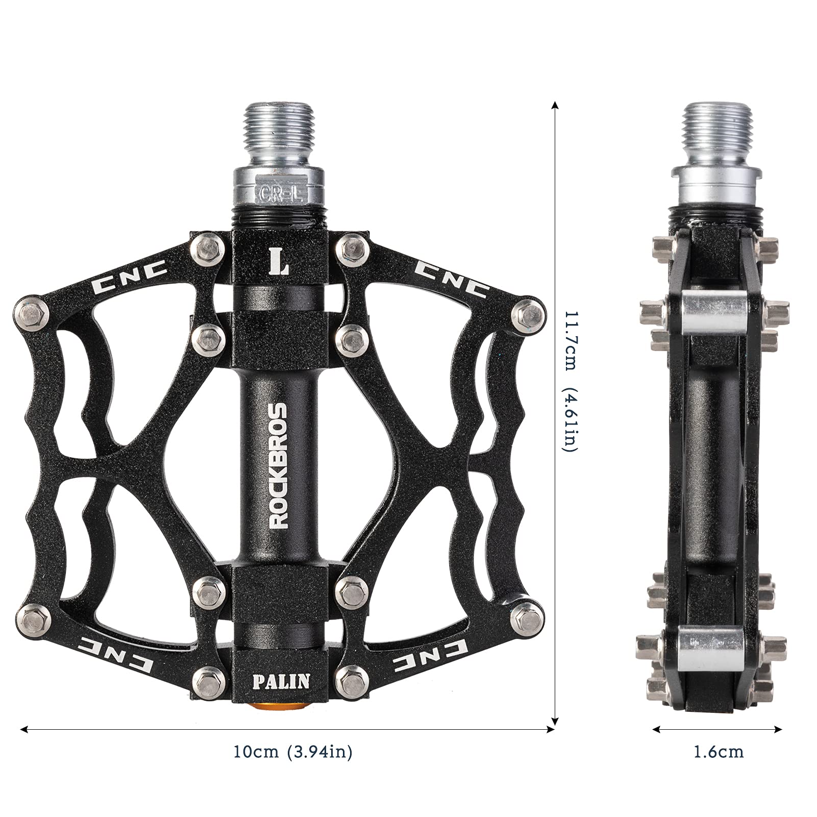 ROCKBROS Pedales Bicicleta, Pedales de Aluminio Antideslizantes Ligeros para Ciclismo MTB Bicicleta Carretera, 9/16 Pulgadas