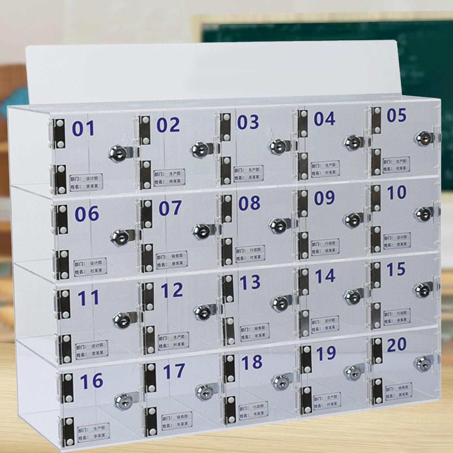 Armario de almacenamiento transparente montado en la pared con 20 compartimentos, caja de seguridad segura para teléfono para escuelas y fábricas, fácil acceso y solución de nización