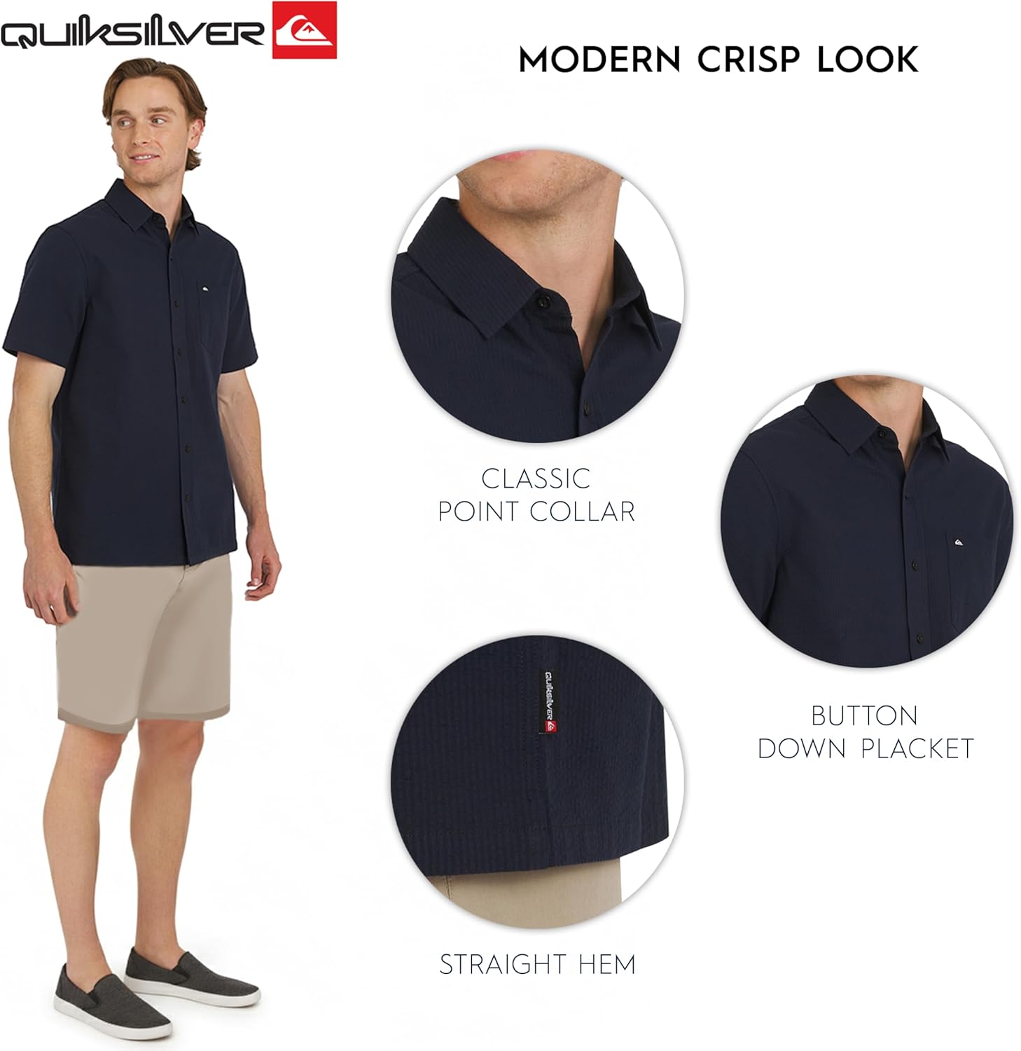 Quiksilver Men's Regular Fit Premium Cotton Short Sleeve Button Down Seersucker Shirt - Image 4