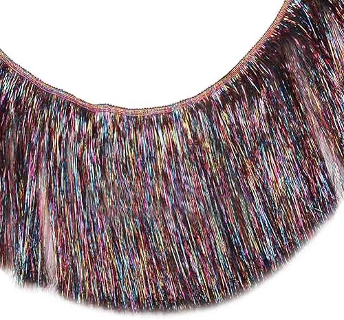 MIPPER 10 yardas de 6 pulgadas de ancho con flecos metálicos para bricolaje, vestido de baile latino, accesorios de ropa, decoración de fiesta de